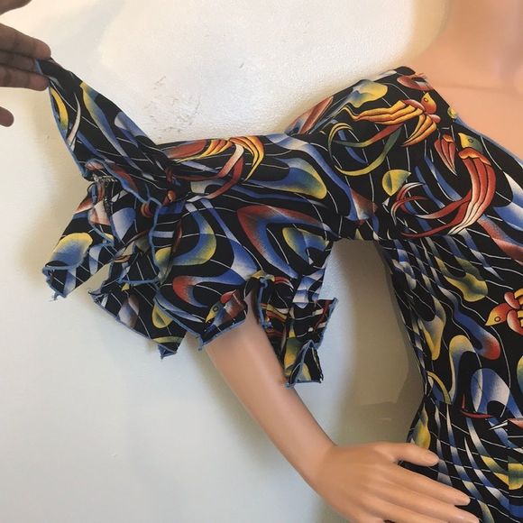 Ethnic Bird Print Maxi Dress with Flutter Sleeves - Picture 8 of 17